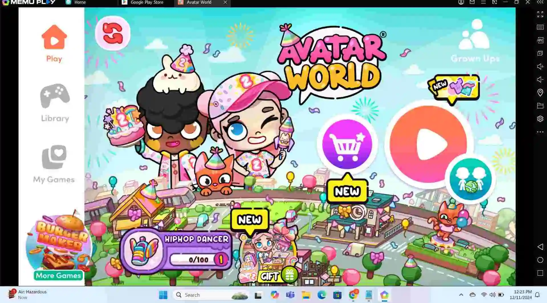 For PC 1 avatar world on PC